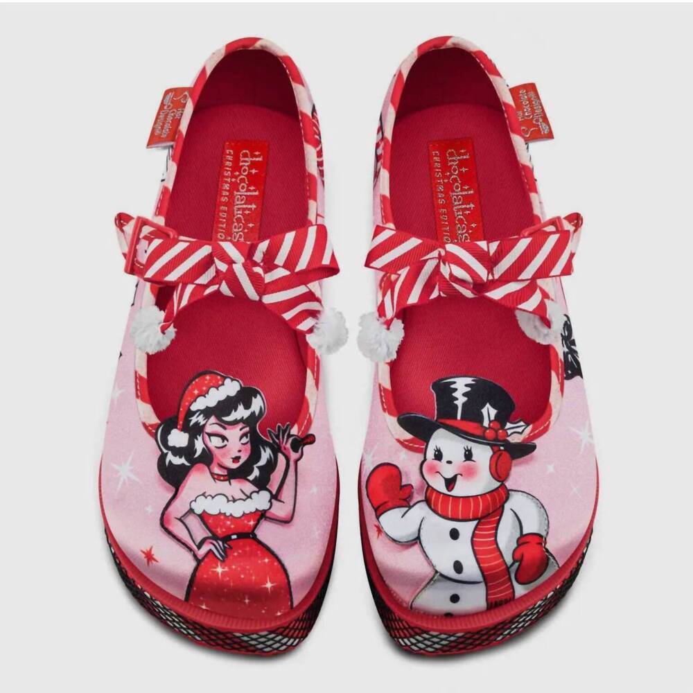 NEW HOT CHOCOLATE DESIGN women's betty claus mary jane platform shoes in pink